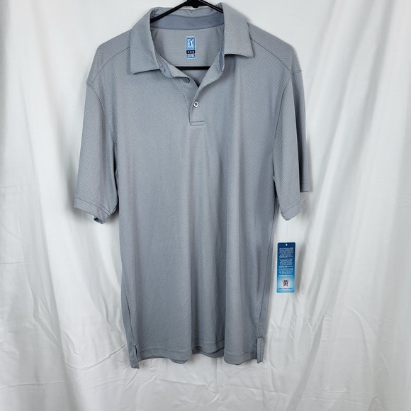 PGA Tour Polo Shirt Mens Large Gray Performance Golf Short Sleeve NEW - Picture 3 of 6